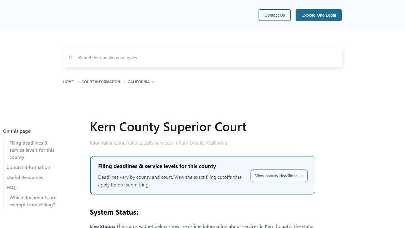 Kern County Superior Court - One Legal