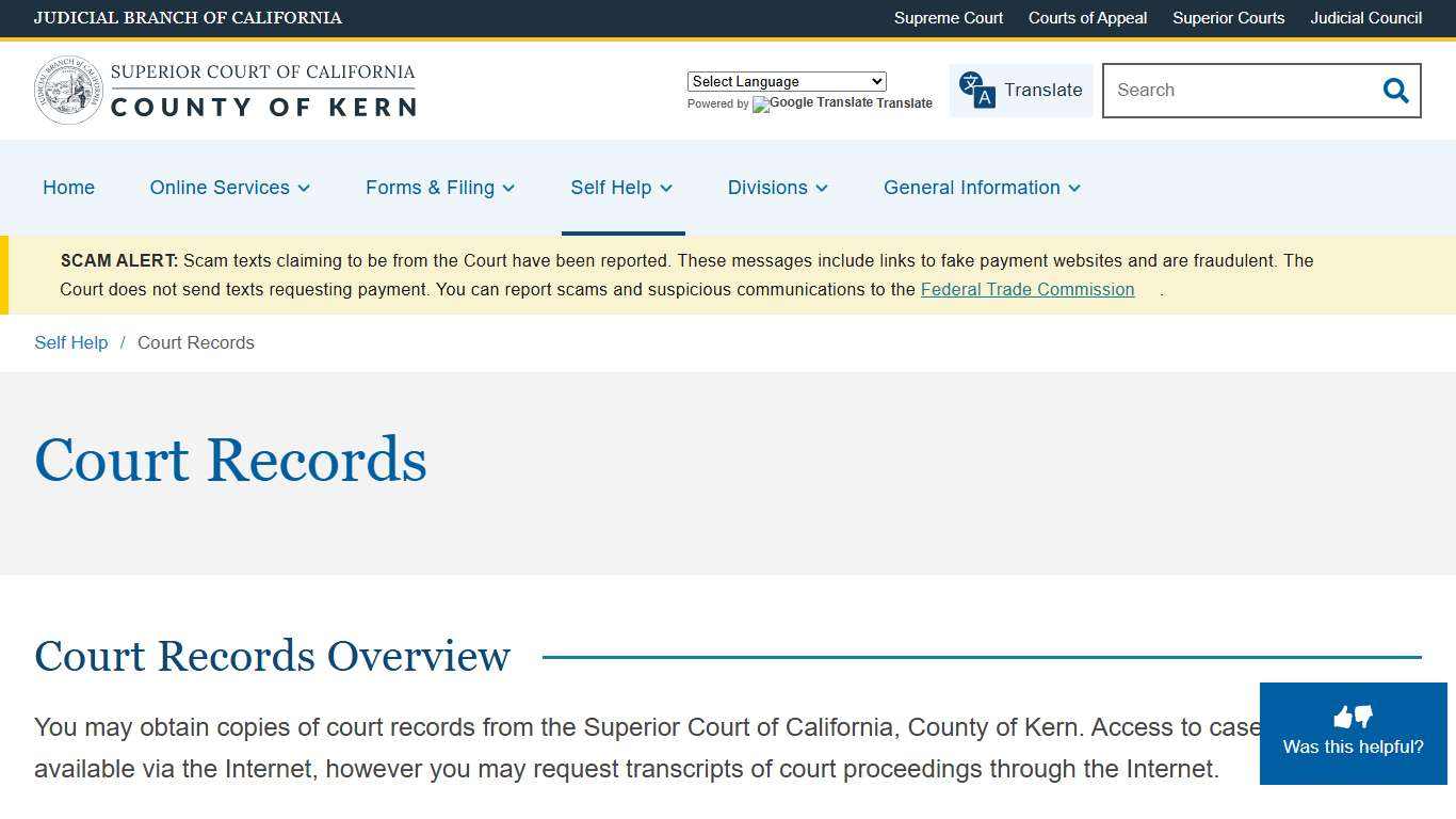 Court Records | Superior Court of California | County of Kern